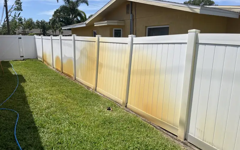 Irrigation rust staining from well-water sprinklers
