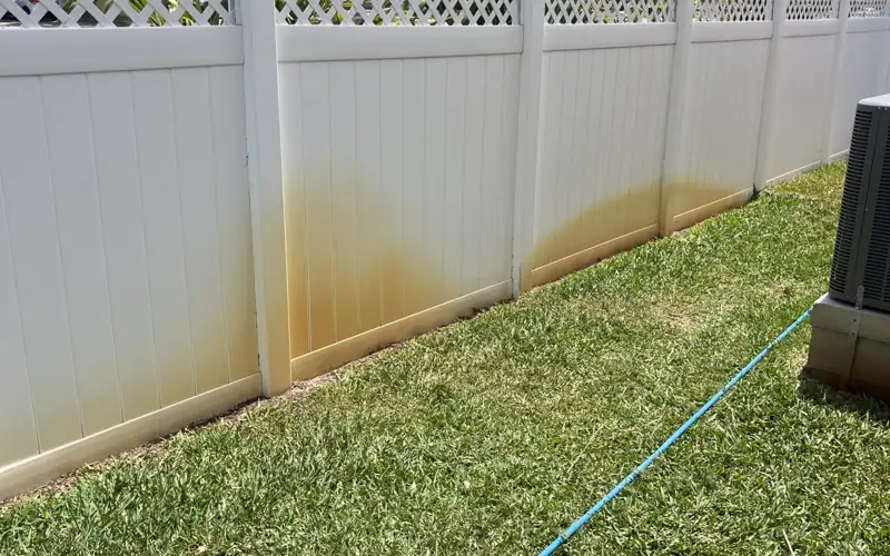 Irrigation rust staining from well-water sprinklers