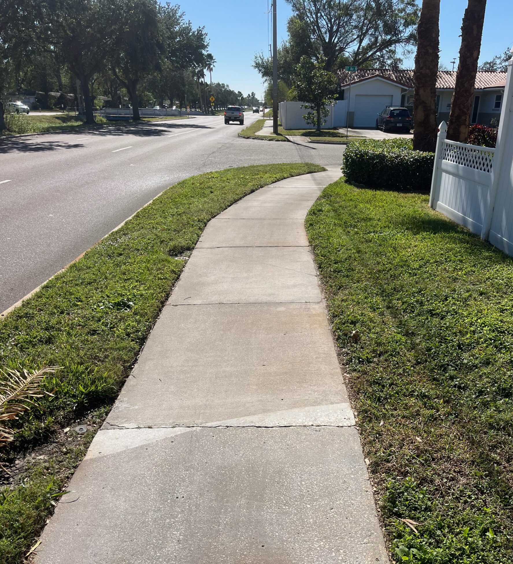 Sidewalk cleaned of rust staining.